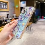 New INS Glitter Lens Film Oil Painting Floral PC Material Protective Shell for 16 Pro Max Shockproof Dot Diamonds Cover - Image 3