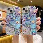 Hot Selling Blue Light Flower TPU Phone Case for iPhone 15 Pro Max Bling Flower Girls Fundas IMD Mobile Phone Case Cover