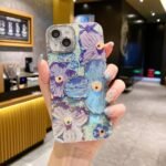 New INS Glitter Lens Film Oil Painting Floral PC Material Protective Shell for 16 Pro Max Shockproof Dot Diamonds Cover - Image 7